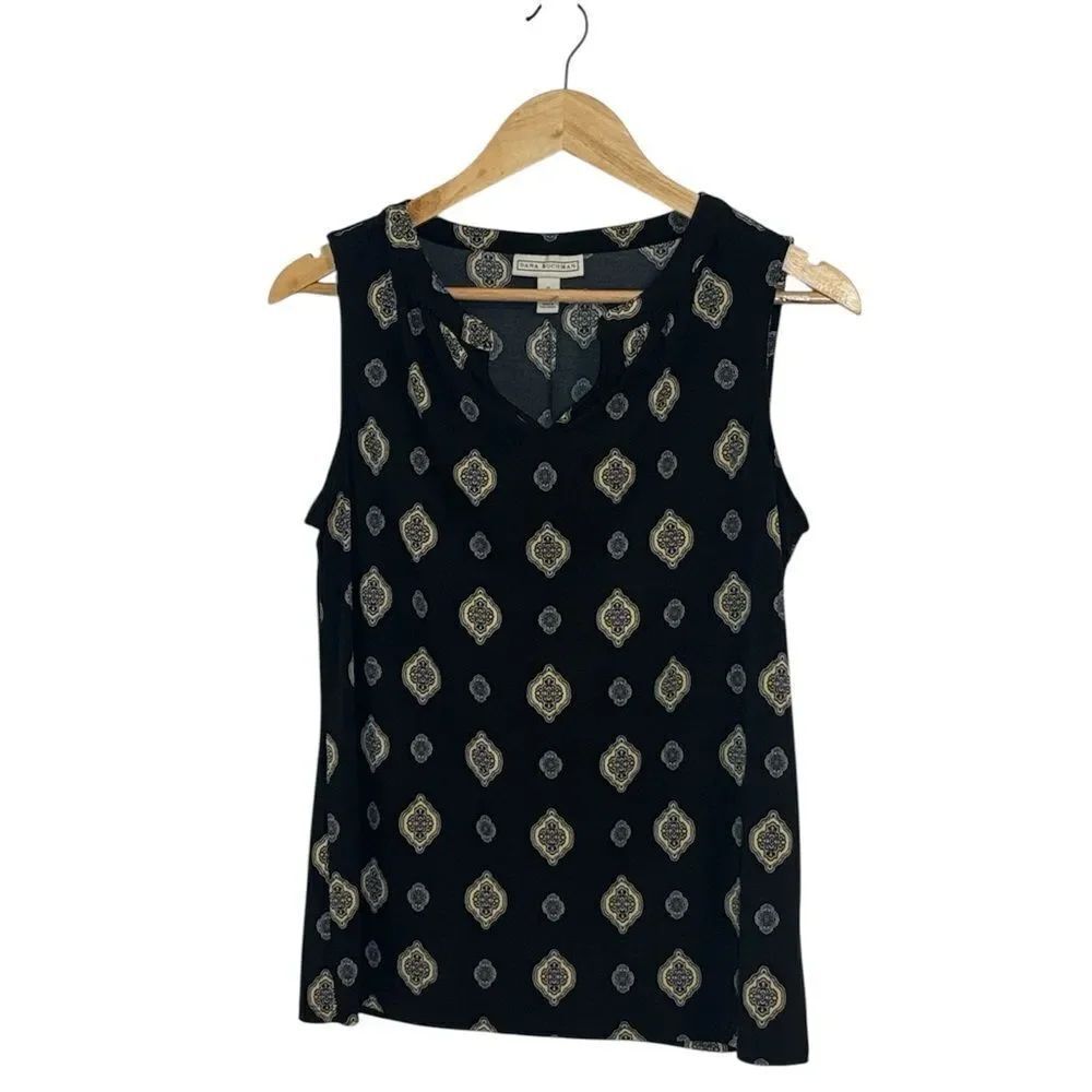 Dana Bachman Dressy Sleeveless Top, black yellow, Small